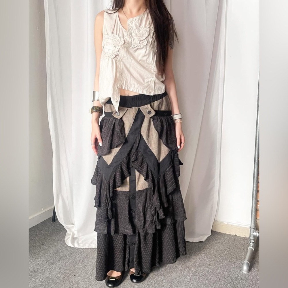 Unique bohemian Tontem Layered Ruffle Skirt